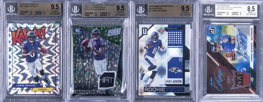 2018-19 Panini Lamar Jackson BGS-Graded Rookie Cards Collection (8 Different) – Including Four BGS GEM MINT 9.5 Examples